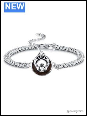 Sterling Silver Claddagh Bracelet Women Irish Charm Ebony